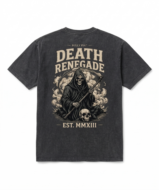 DEATH RENEGADE OVERSIZED TEE — ACID WASH GREY