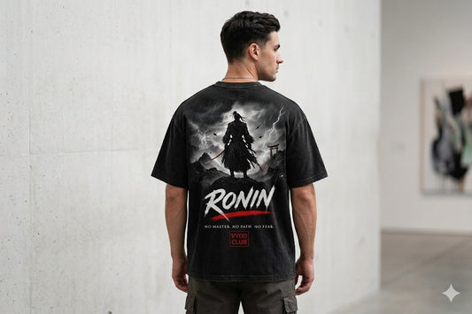 RONIN OVERSIZED TEE — ACID WASH BLACK